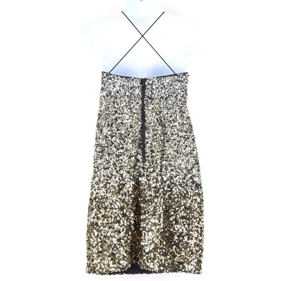 BARDOT Silver Ombre Sequined Party Cocktail Glam Dress NWT 6 - Picture 3 of 3